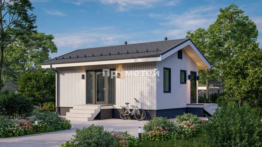 Каркасный дом 6x8 | 52.8м², 1 этажный