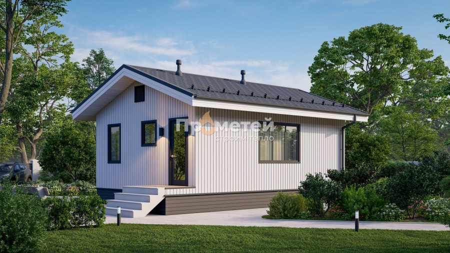 Каркасный дом 6x8 | 52.8м², 1 этажный