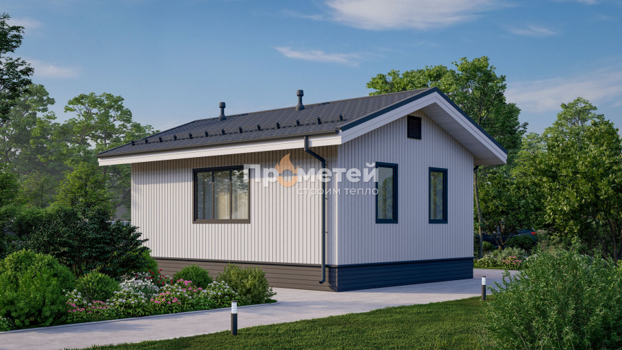 Каркасный дом 6x8 | 52.8м², 1 этажный