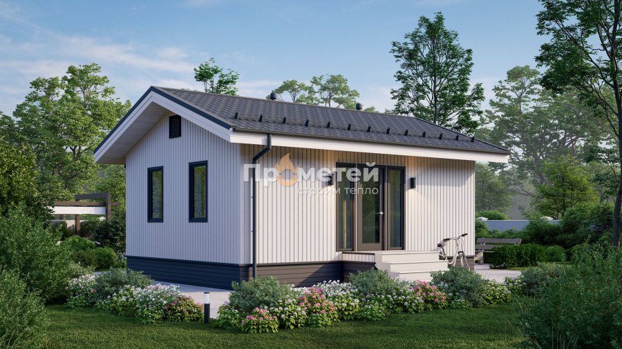 Каркасный дом 6x8 | 52.8м², 1 этажный