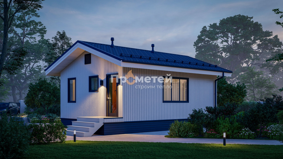 Каркасный дом 6x8 | 52.8м², 1 этажный