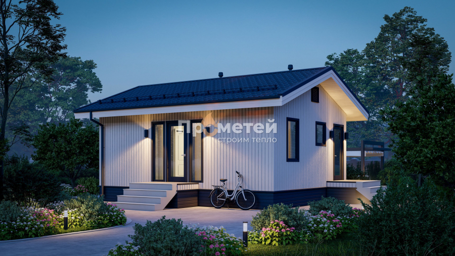 Каркасный дом 6x8 | 52.8м², 1 этажный